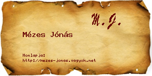 Mézes Jónás névjegykártya
